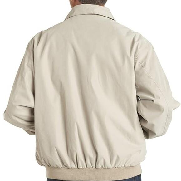 Weatherproof Microfiber Bomber Golf Jacket Men L Full zip Lined Pockets Khaki - Picture 2 of 12